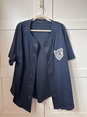 Raised by Wolves Men's Navy Button-Front Jersey with Wolf Patch